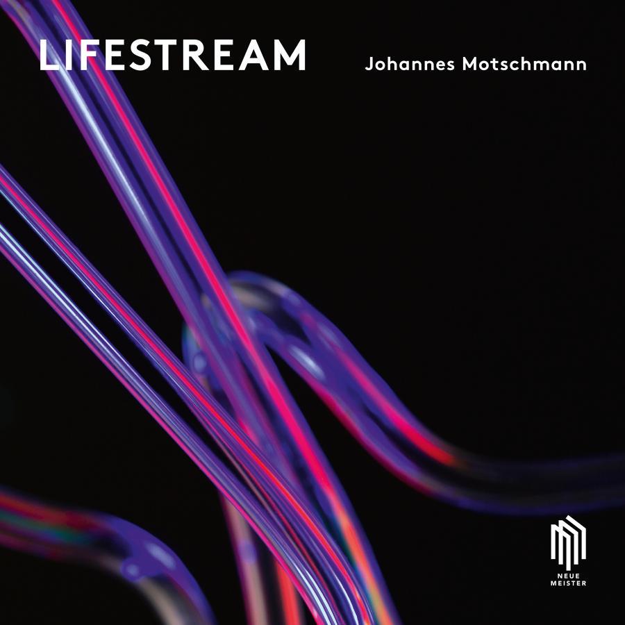 Release-Cover „Lifestream“ von Johannes Motschmann, Boris Bolles und David Panzl. Dunkle abstrakte Grafik mit geschwungenen, neonartigen Lichtlinien in Pink, Blau und Violett; kontrastreiche Frontalansicht mit technischer, dynamischer Wirkung.