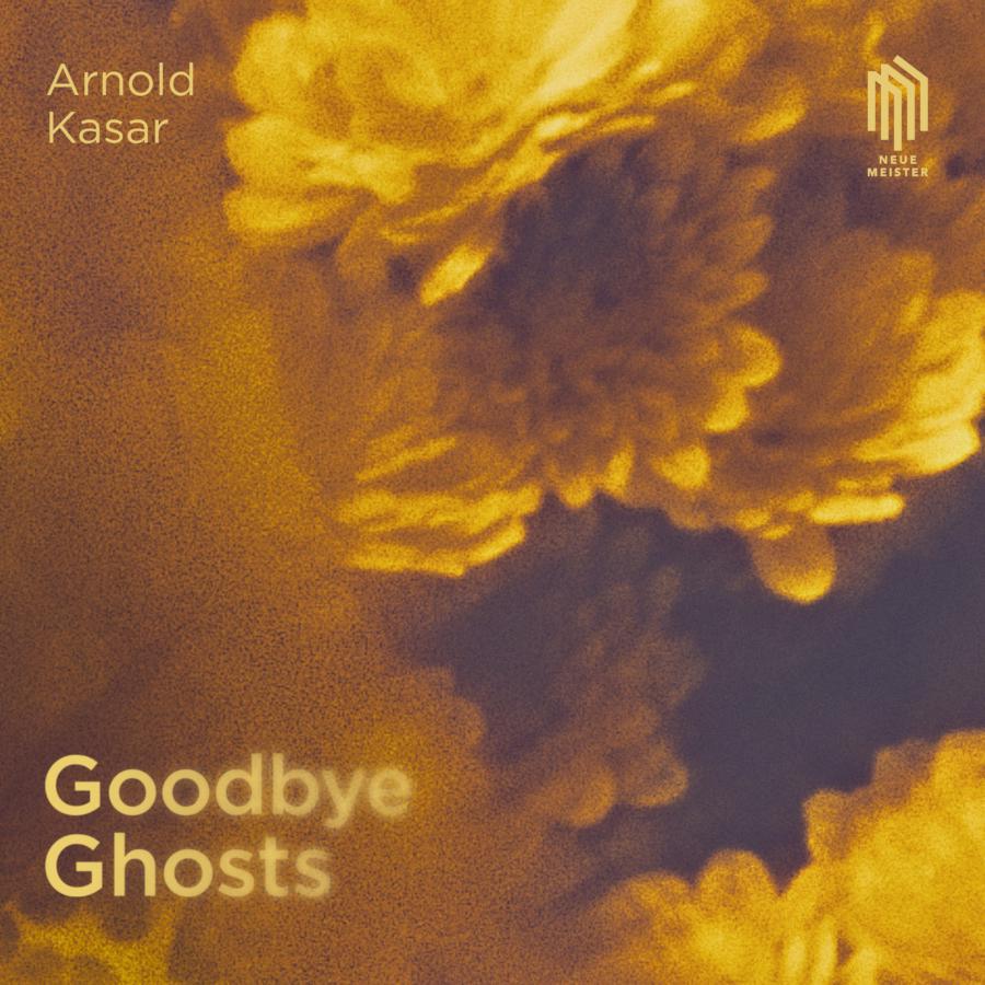 Release-Cover „Goodbye Ghosts“ von Pianist Arnold Kasar: Florale Grafik in warmen Gelb- und Brauntönen, kontrastreich